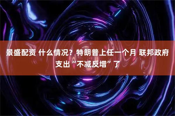 景盛配资 什么情况？特朗普上任一个月 联邦政府支出“不减反增”了