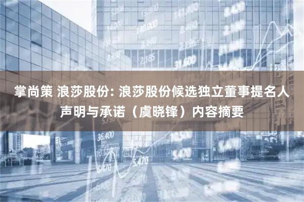 掌尚策 浪莎股份: 浪莎股份候选独立董事提名人声明与承诺（虞晓锋）内容摘要
