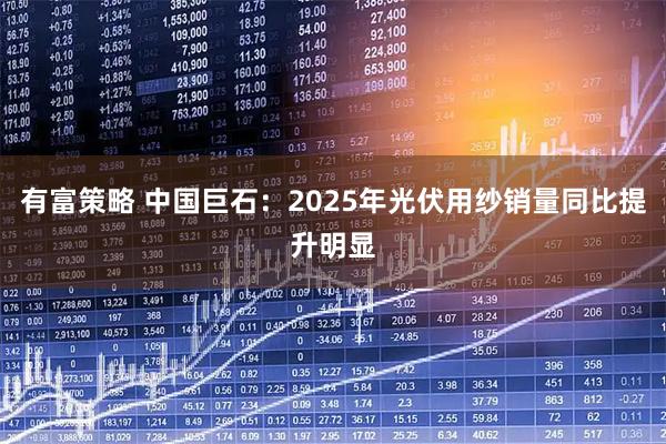 有富策略 中国巨石：2025年光伏用纱销量同比提升明显