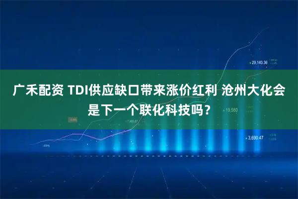 广禾配资 TDI供应缺口带来涨价红利 沧州大化会是下一个联化科技吗？